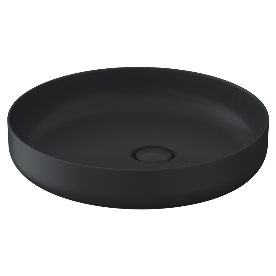 Lavabo à poser VITRIUM
D 46 cm, coulée minérale
poli, sans trop-plein
avec vidage