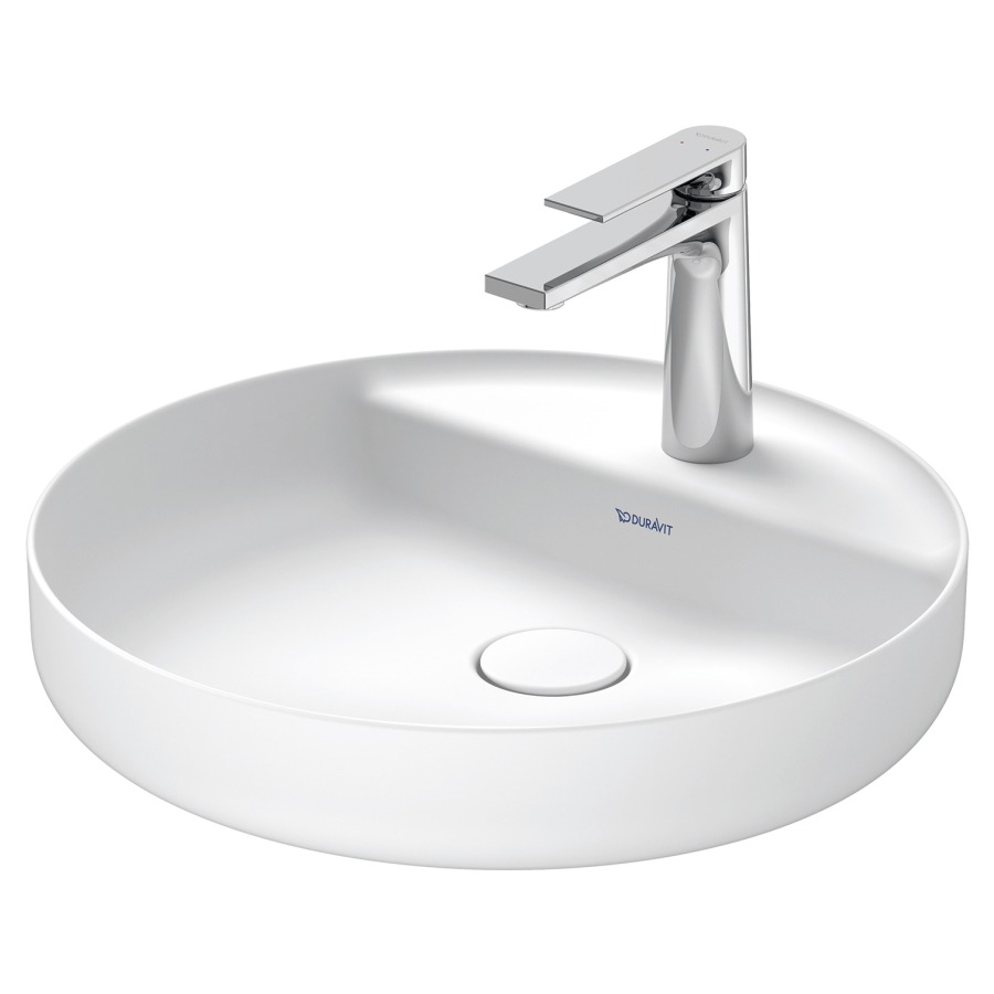 Lavabo à poser VITRIUM
D 46 cm, coulée minérale
poli, sans trop-plein
avec vidage