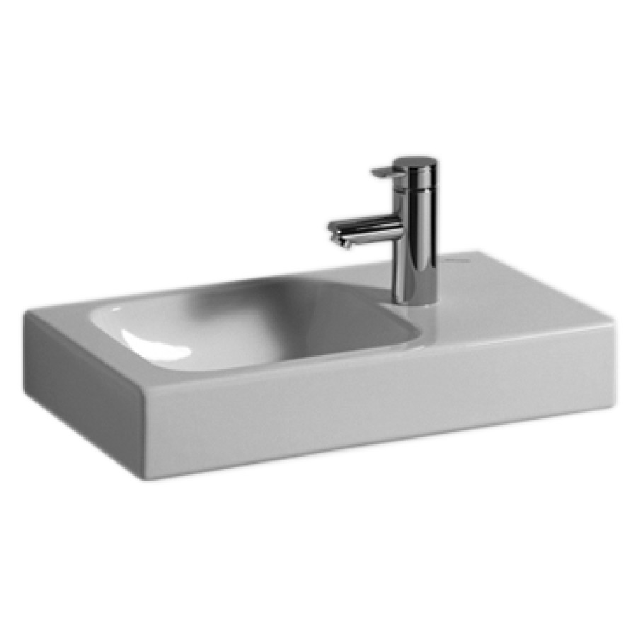 Lavabo ICON XS
53 x 31 cm, céramique
tablette à droite, sans
trop-plein