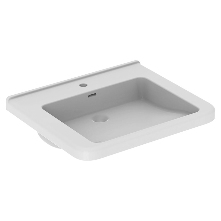 Lavabo RENOVA COMFORT SQUARE
65 x 55 cm, céramique
pour meuble suspenud, avec
trop-plein