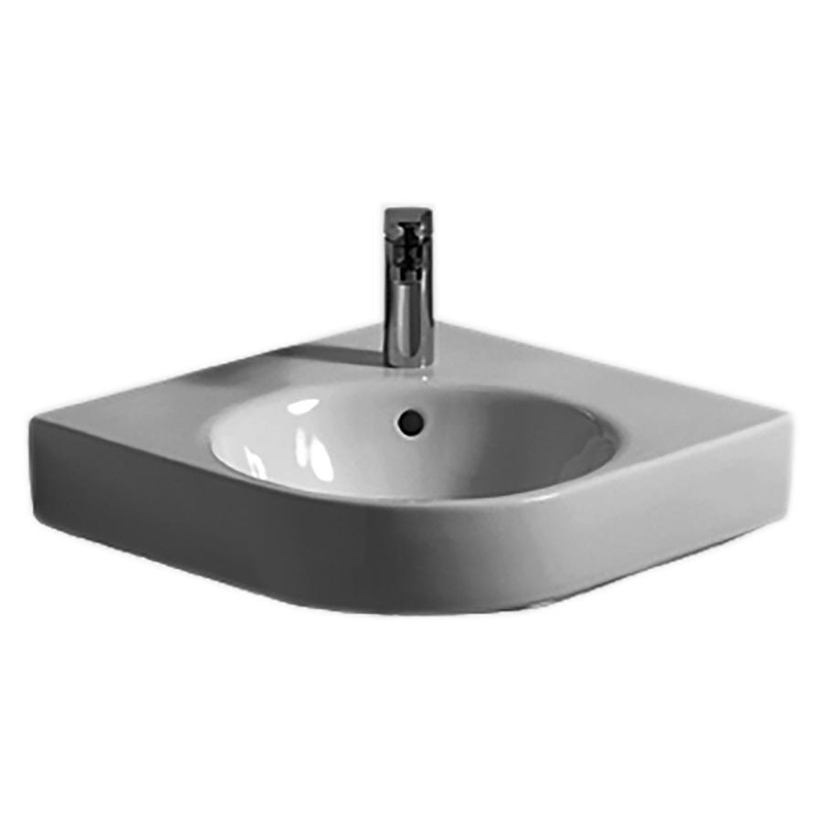 Lavabo d'angle RENOVA COMPACT
50 x 50 cm, céramique
pour meuble suspendu
avec trop-plein