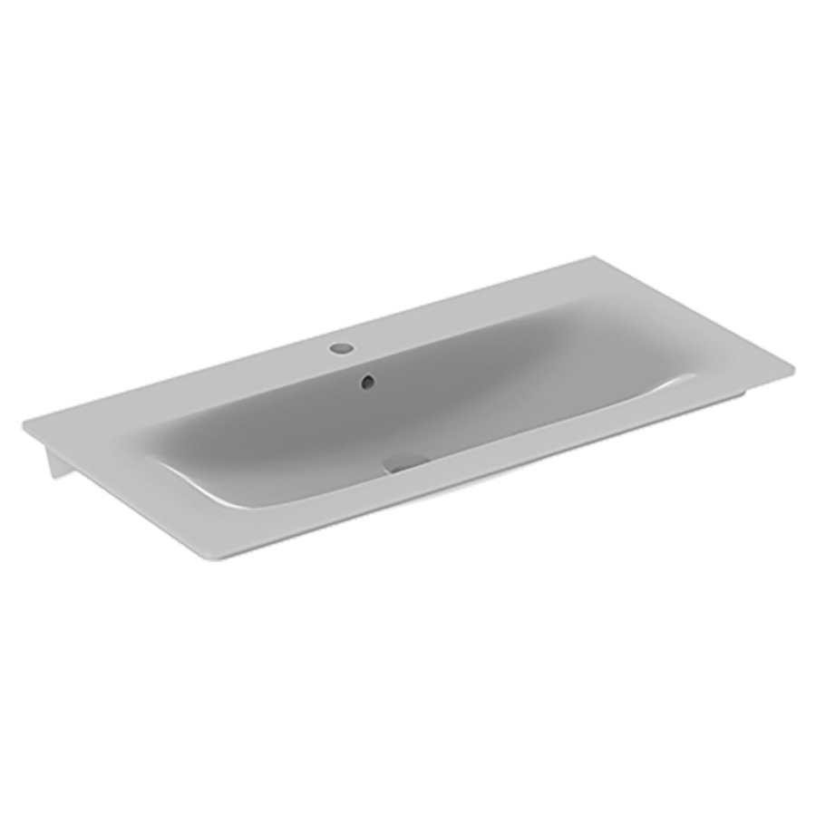 Lavabo RENOVA PLAN
100 x 48 cm, céramique
avec trop-plein, montage
seulement avec élément
inférieur
