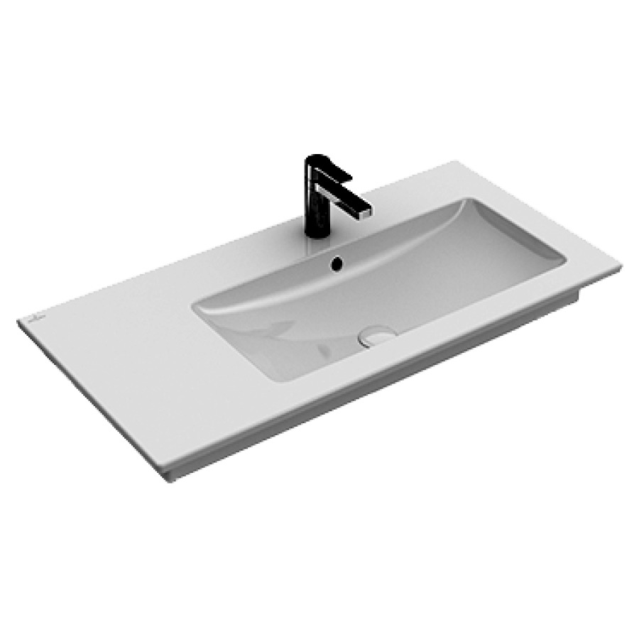 Lavabo VENTICELLO
100 x 50 cm, céramique
asymétrique, lavabo à droite
avec trop-plein, pour meuble
suspendu