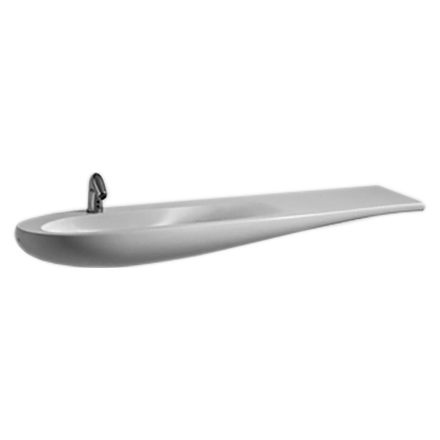 Lavabo ALESSI ONE
160 x 50/35 cm, céramique
pour meuble suspendu
soupape d'écoulement sans
trop-plein, matériel de
fixation