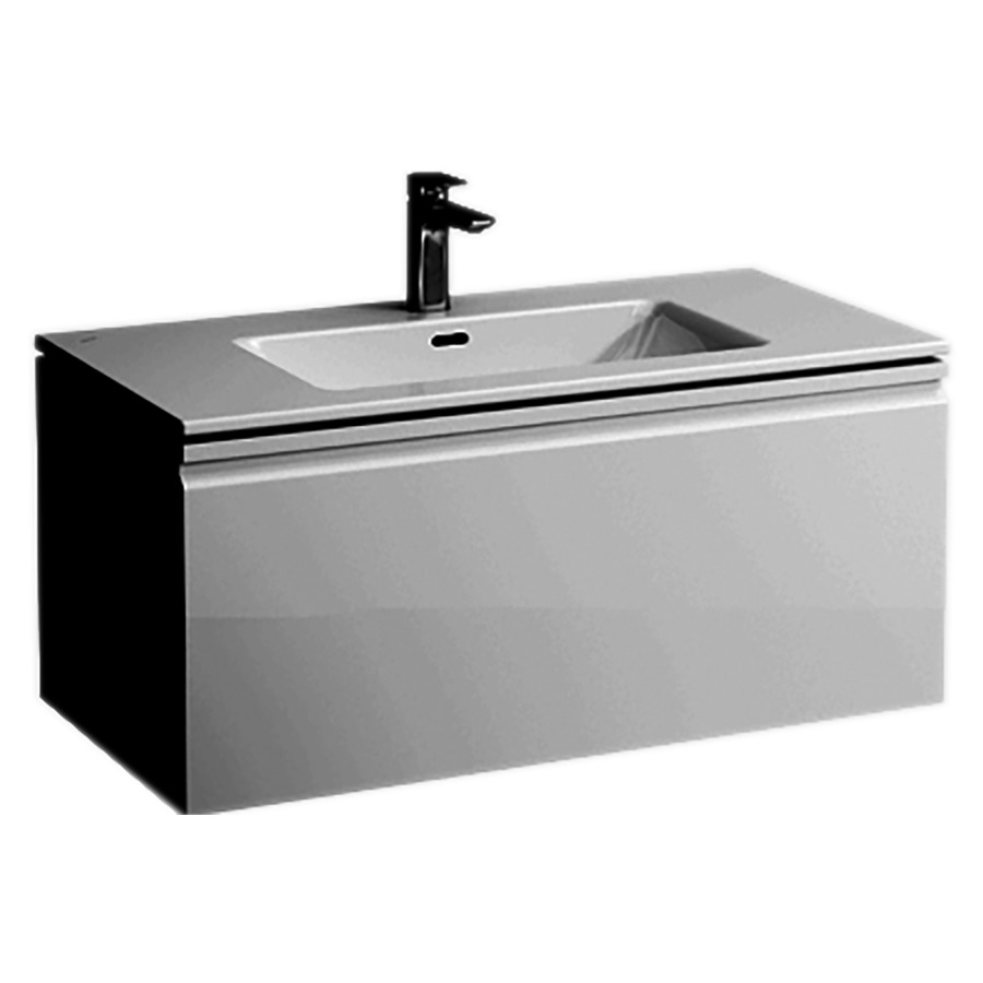 Combinaison de meuble PRO S
100 x 46 x 50 cm
élément de tiroir, 1&nbsp;tiroir
1 tiroir intérieur
avec lavabo en céramique blanc
avec trop-plein, meuble
sous lavabo MFD avec applique
en PVC avec poignée integrée
avec matériel de fixation