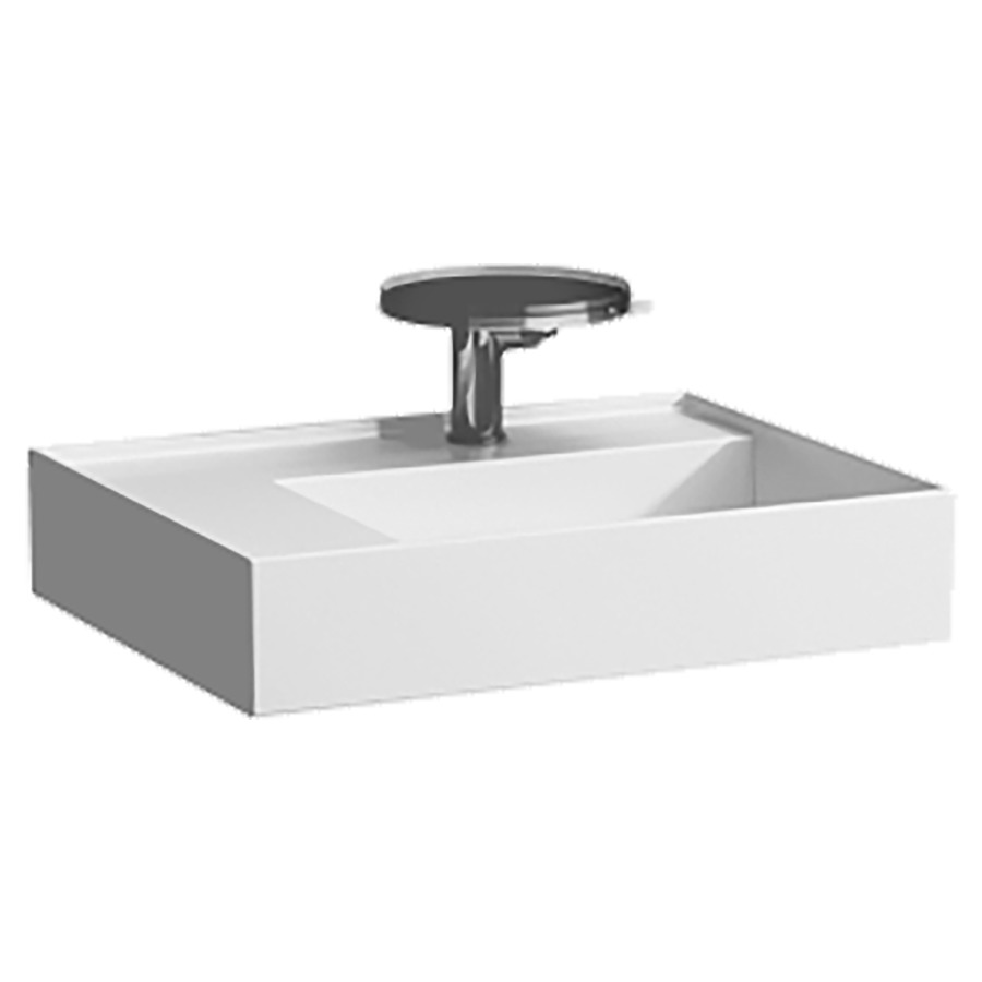 Lavabo KARTELL LAUFEN
60 x 46 cm, SaphirCéramique
pour meuble suspendu, tablette
à gauche, sans trop-plein
vidage caché, incl. soupape
d'ecoulement sans trop-plein
premonté