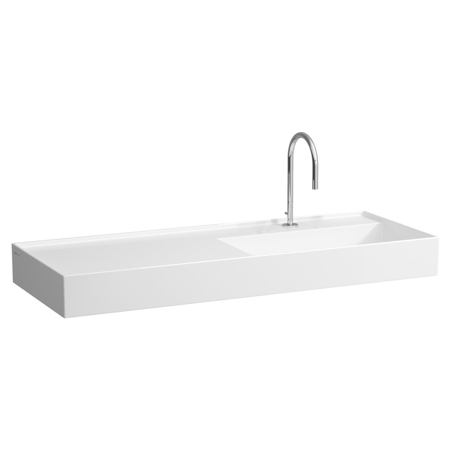 Lavabo  KARTELL LAUFEN
120 x 46 cm, SaphirCéramique
pour meuble suspendu
tablette à gauche, sans
trop-plein, vidage caché