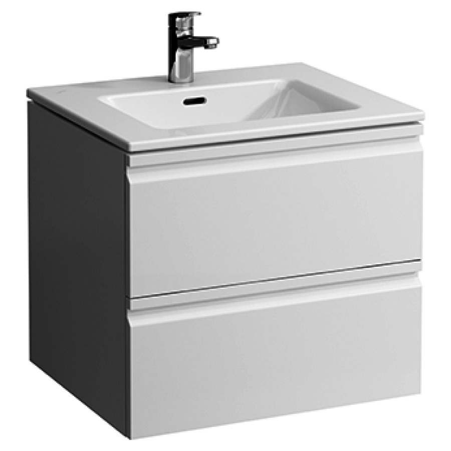 Möbelkombination PRO S
60 x 50 x 54.3 cm
Schubladenelement, 2 Schubladen
mit Waschtisch Keramik weiss
mit Überlauf, Unterbau MDF
mit PVC-Folie, mit
integrierter Griffleiste
mit Befestigungsmaterial