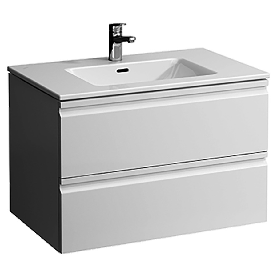 Möbelkombination PRO S
80 x 50 x 54.3 cm
Schubladenelement, 2 Schubladen
mit Waschtisch Keramik weiss
mit Überlauf, Unterbau MDF
mit PVC-Folie, mit
integrierter Griffleiste
mit Befestigungsmaterial