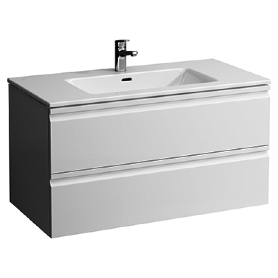 Möbelkombination PRO S
100 x 50 x 54.3 cm
Schubladenelement, 2 Schubladen
mit Waschtisch Keramik weiss
mit Überlauf, Unterbau MDF
mit PVC-Folie, mit
integrierter Griffleiste
mit Befestigungsmaterial