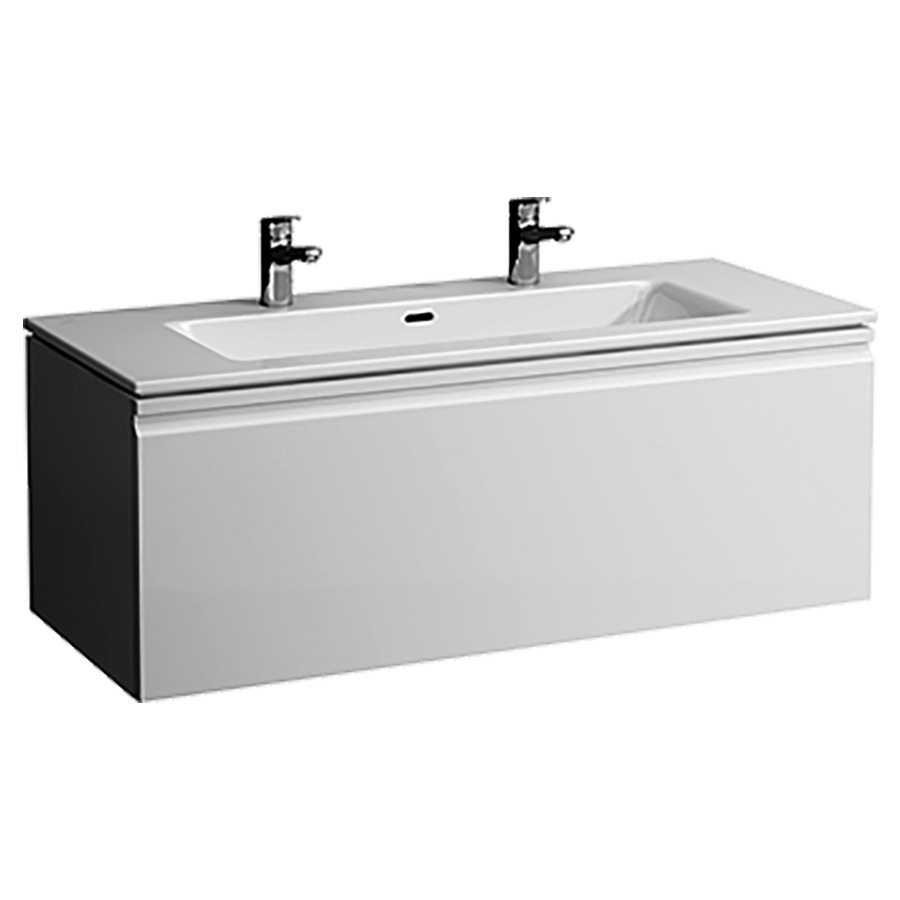 Combinaison de meuble PRO S
120 x 50 x 46 cm
élément de tiroir, 1&nbsp;tiroir
avec lavabo en céramique blanc
avec trop-plein, meuble
sous lavabo MFD avec applique
en PVC avec poignée integrée
avec matériel de fixation