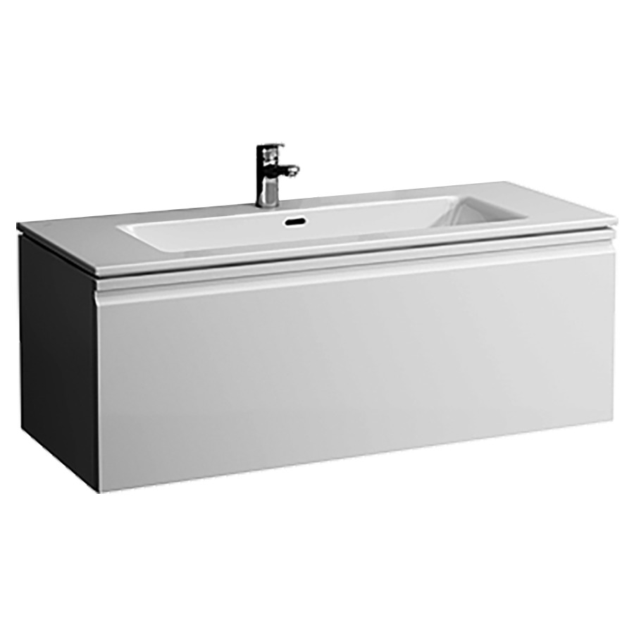 Combinaison de meuble PRO S
120 x 50 x 46 cm
élément de tiroir, 1&nbsp;tiroir
1 tiroir intérieur
avec lavabo en céramique blanc
avec trop-plein, meuble
sous lavabo MFD avec applique
en PVC avec poignée integrée
avec matériel de fixation