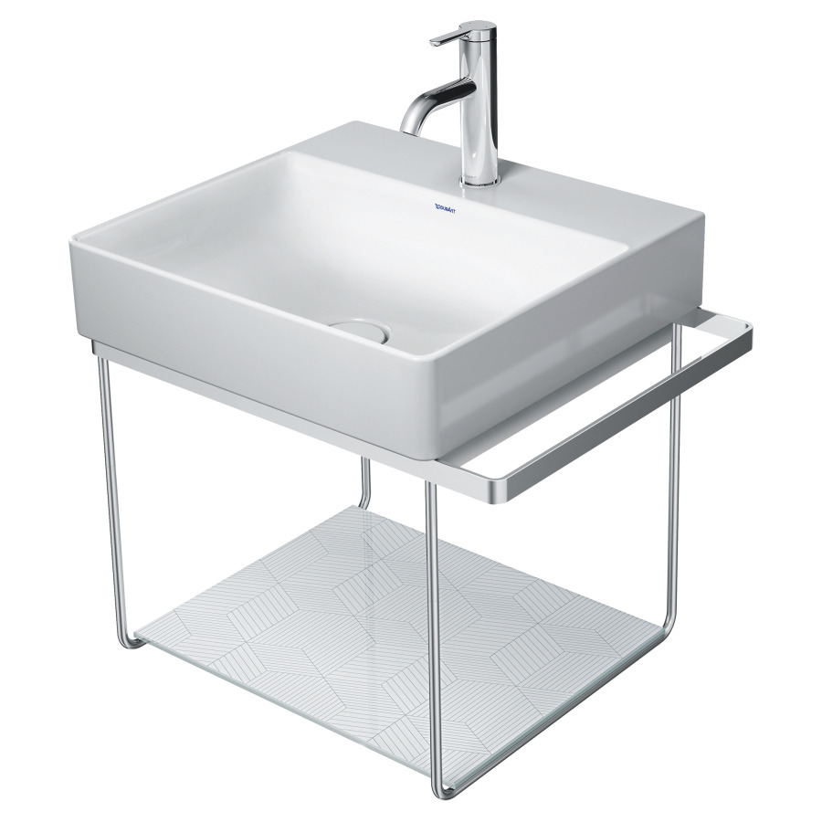Console métallique DURASQUARE
suspendue, porte-serviette
à droite/à gauche, sans insert
en verre, pour lavabo 212 890