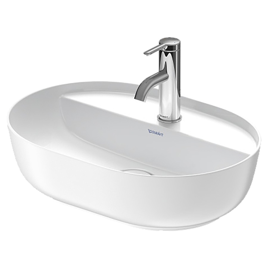 Lavabo à poser LUV
50 x 35 cm, H 14 cm, céramique
poli, sans trop-plein
couleur intérieure du lavabo
blanc brillant, vidage avec
enjoliveur en céramique
incluse