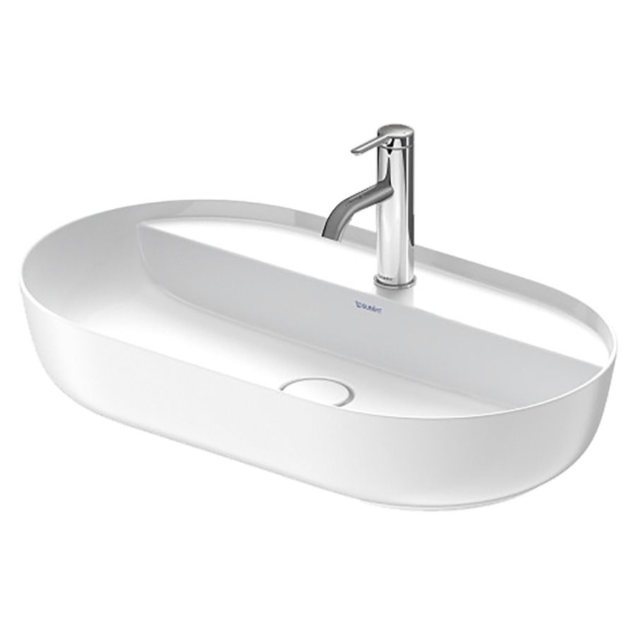 Lavabo à poser LUV
70 x 40 cm, H 14 cm, céramique
poli, sans trop-plein
couleur intérieure du lavabo
blanc brillant, vidage avec
enjoliveur en céramique
incluse