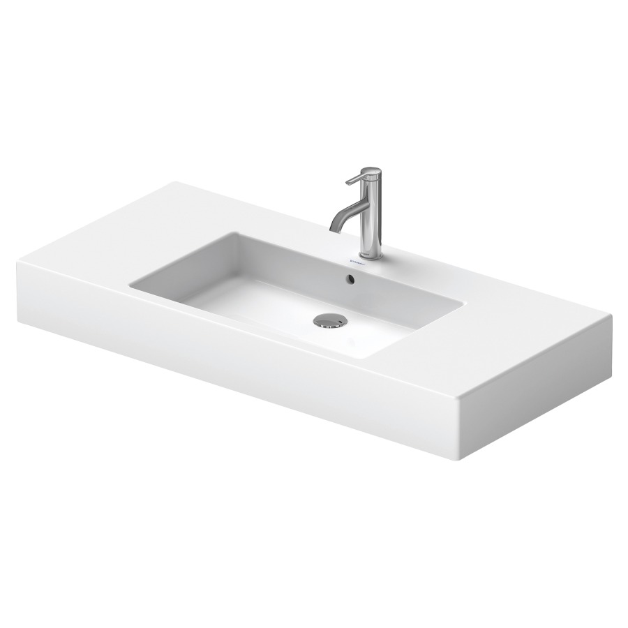 Lavabo VERO
105 x 49 cm, céramique
pour meuble suspendu
avec trop-plein