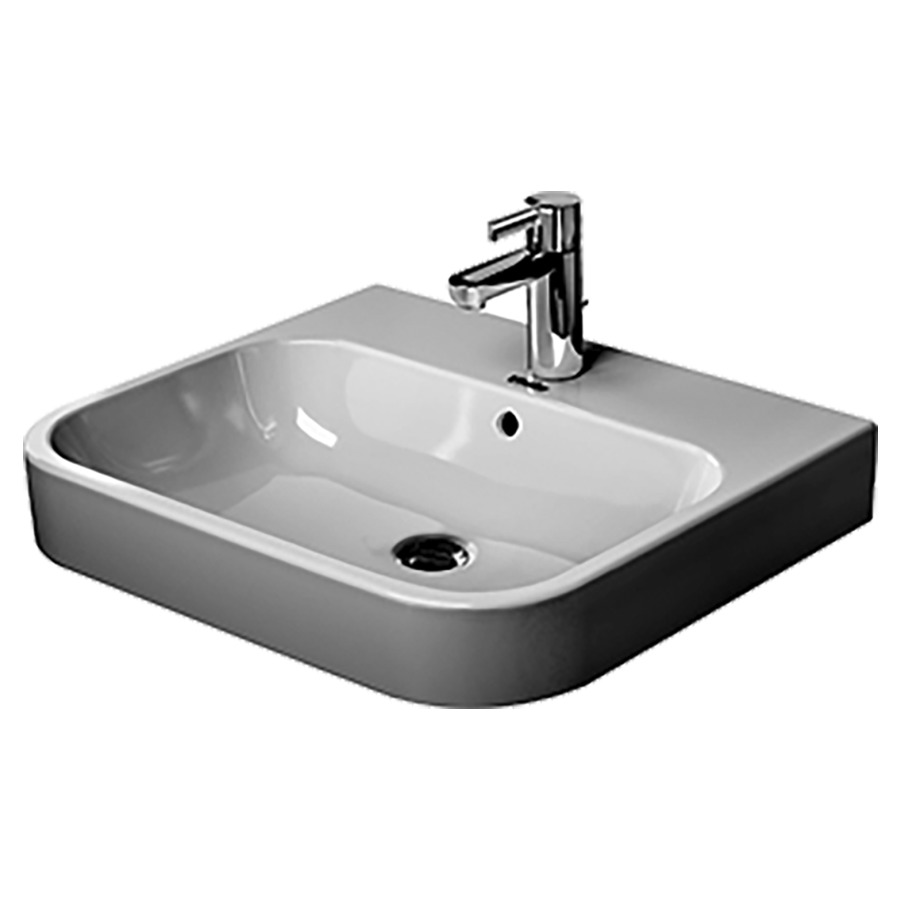 Lavabo HAPPY D.2
60 x 50,5 cm, céramique
poli, pour meuble suspendu
avec trop-plein