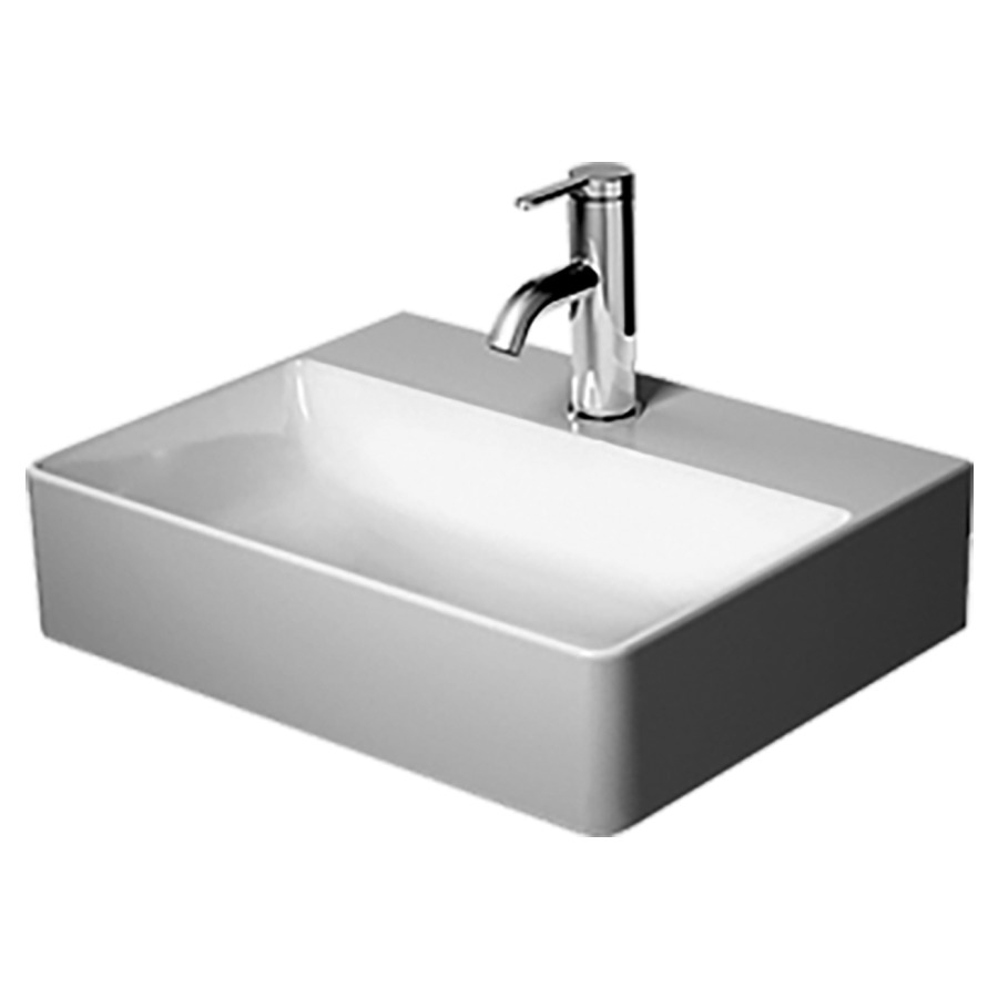 Lave-mains DURASQUARE
45 x 35 cm, céramique
poli, sans trop-plein, vidage
avec enjoliveur en céramique
incluse