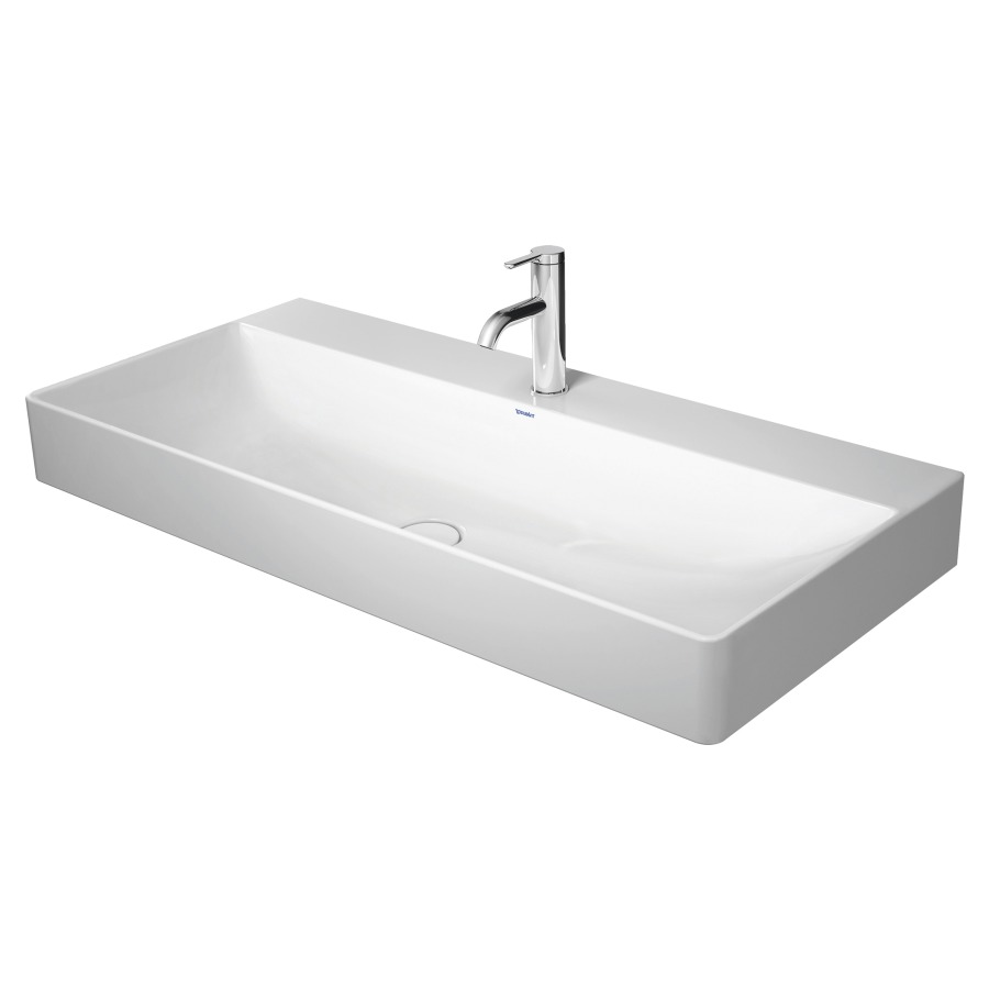 Lavabo DURASQUARE
100 x 47 cm, céramique
poli, pour meuble suspendu
sans trop-plein, vidage avec
enjoliveur en céramique
incluse