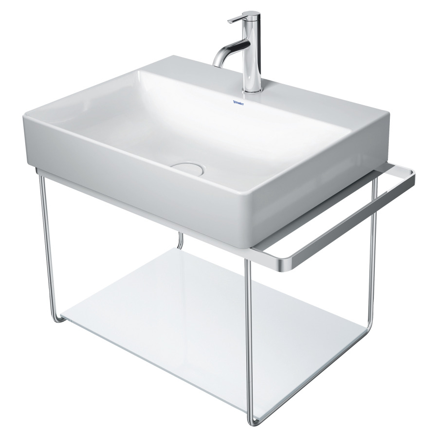 Console métallique DURASQUARE
suspendue, porte-serviette 
à droite/à gauche, sans insert 
en verre, pour lavabo 212 349/350