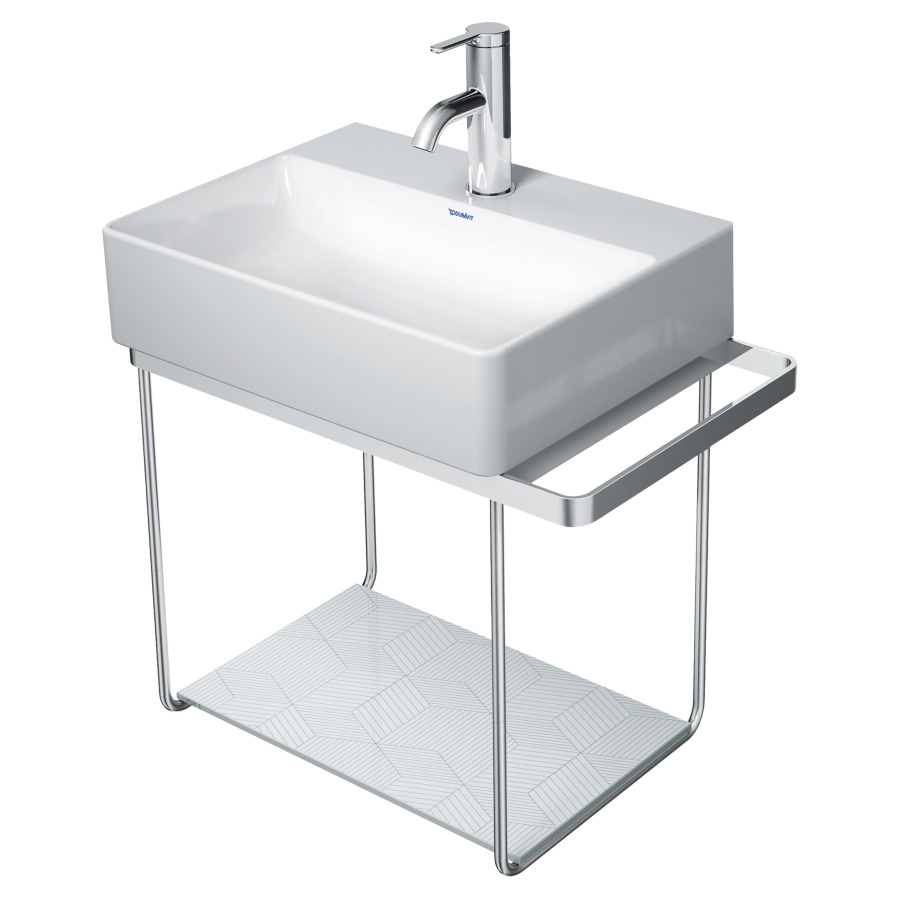 Console métallique DURASQUARE
suspendue, porte-serviette
à droite/à gauche, sans insert 
en verre, pour lave-mains 212 347/348