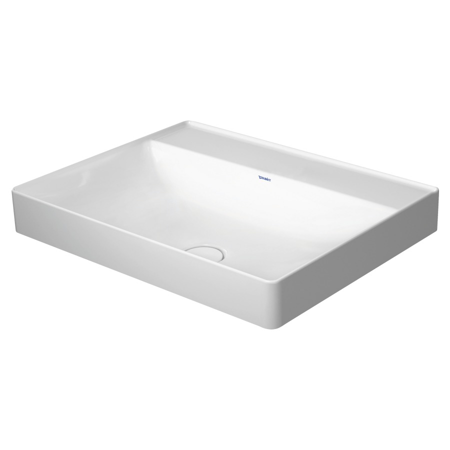 Lavabo à poser DURASQUARE
60 x 47 cm, céramique
sans trop-plein, vidage avec
enjoliveur en céramique
incluse