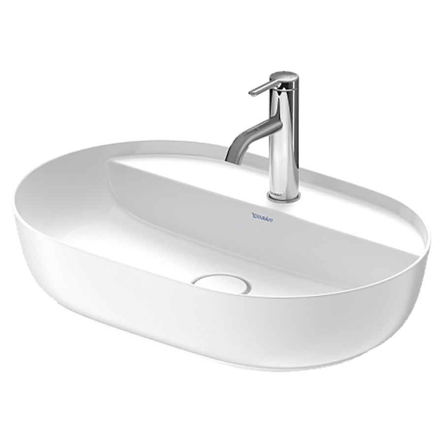 Lavabo à poser LUV
60 x 40 cm, céramique
poli, avec banc de robinets
sans trop-plein, couleur
intérieure du lavabo
blanc brillant, vidage avec
enjoliveur en céramique
incluse