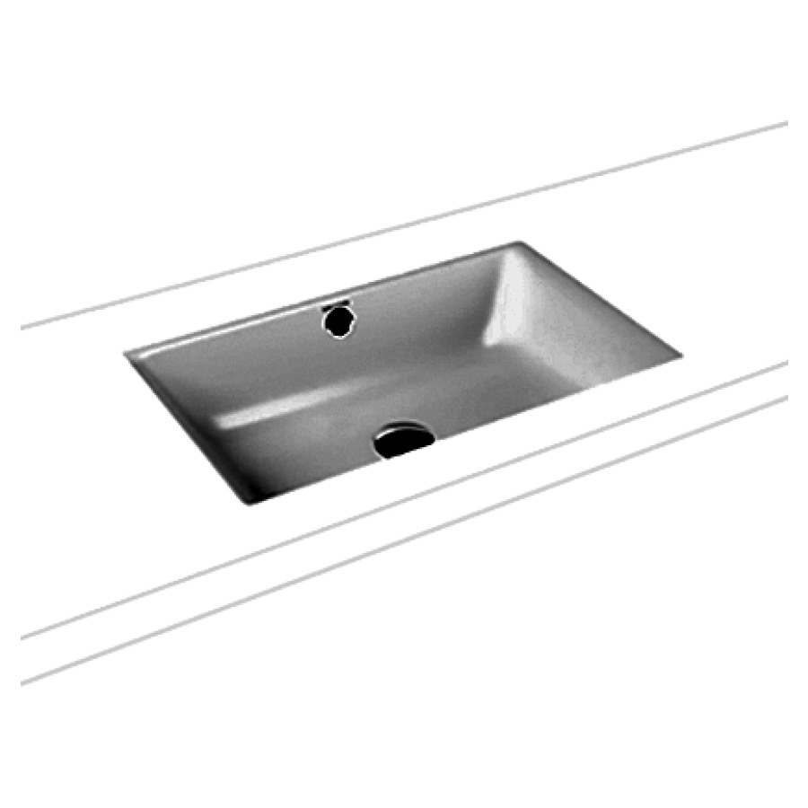 Lavabo à encastrer PURO
60 x 38,5 cm, acier
avec garniture de trop-plein
chrome et isolation phonique
émaillé des deux côtés
