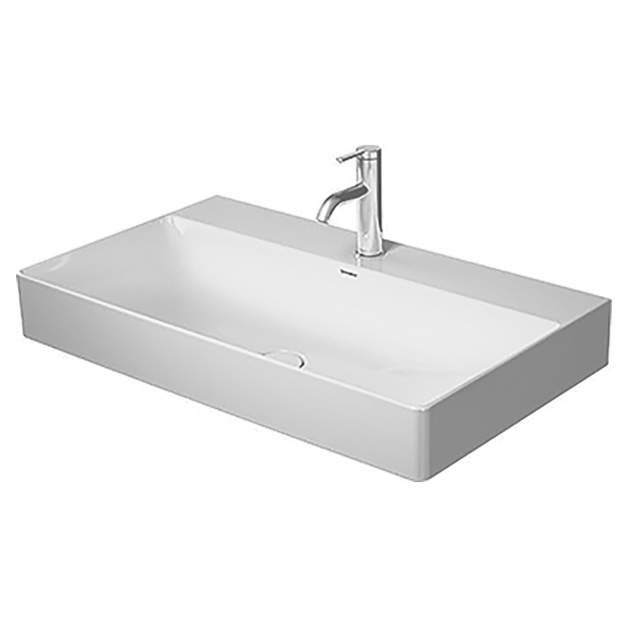 Lavabo DURASQUARE
80 x 47 cm, céramique
pour meuble suspendu, sans
trop-plein, vidage avec
enjoliveur en céramique
incluse