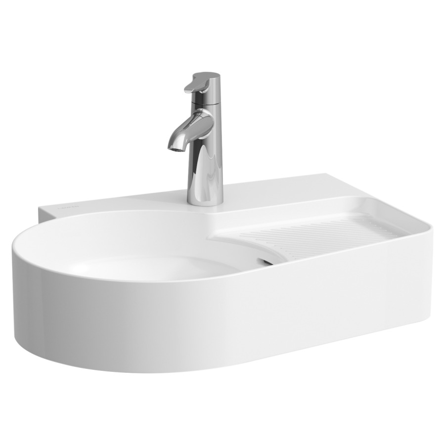 Lavabo à poser VAL COMPACT
53 x 31,5/40 cm
SaphirCéramique, tablette
avec trop-plein