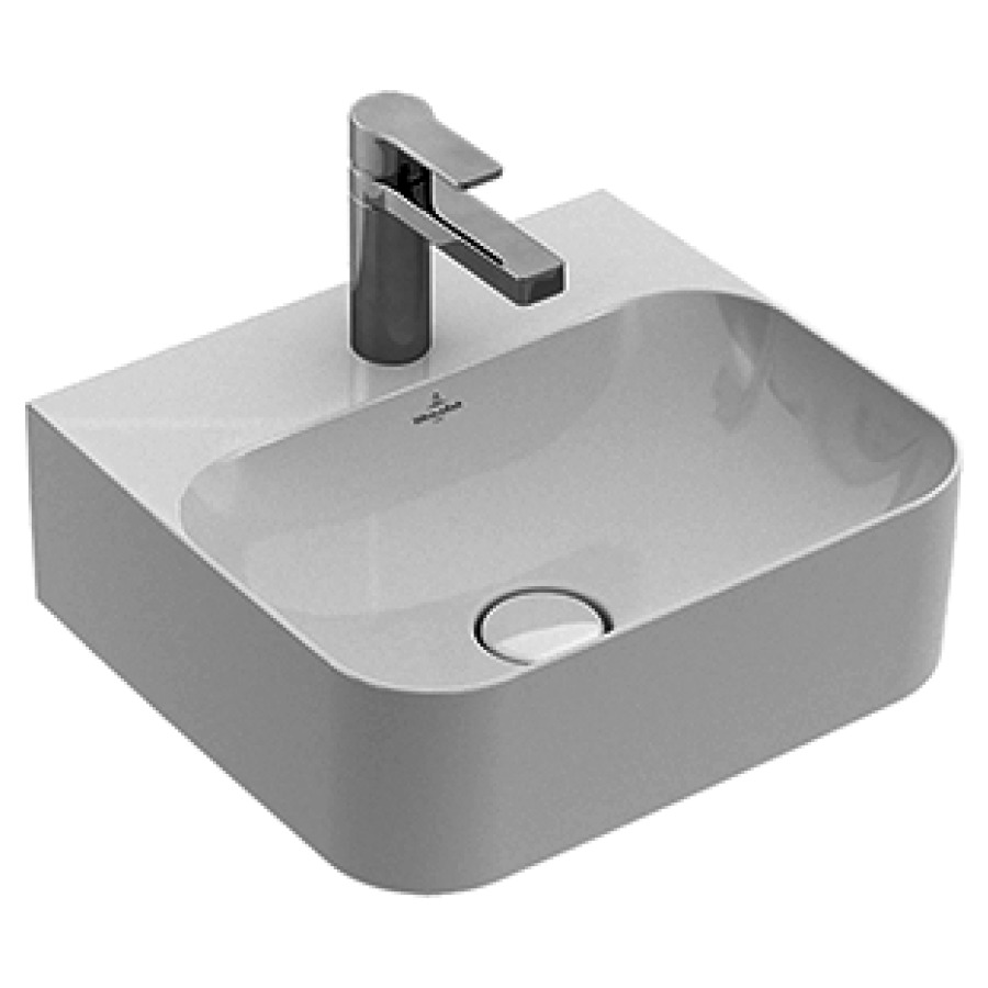 Lave-mains FINION
43 x 39 cm, TitanCeram
sans trop-plein
vanne non obturable, cache en
céramique