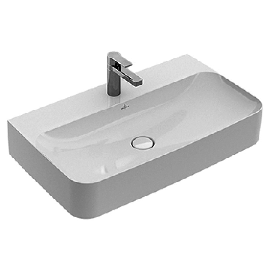 Lavabo FINION
80 x 47 cm, TitanCeram
avec trop-plein invisible
cache en céramique