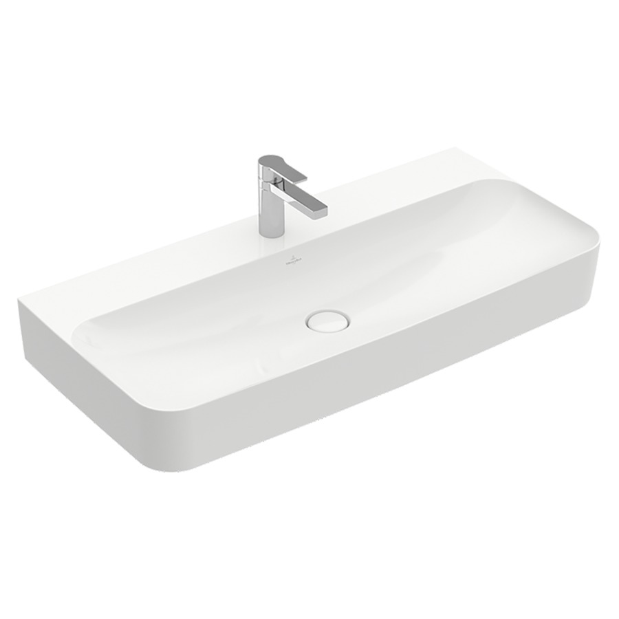 Lavabo FINION
100 x 47 cm, TitanCeram
sans trop-plein
vanne non obturable, cache en
céramique