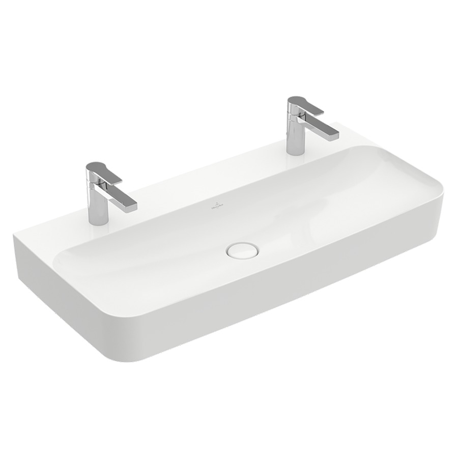 Lavabo FINION
100 x 47 cm, TitanCeram
sans trop-plein
vanne non obturable, cache en
céramique, modèle meulé