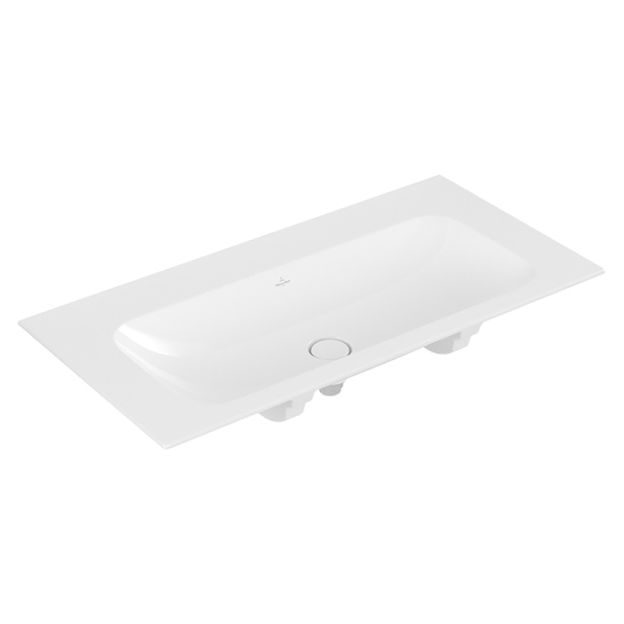 Lavabo FINION
100 x 50 cm, TitanCeram
pour meuble suspendu, sans
trop-plein, vanne non
obturable, cache en céramique