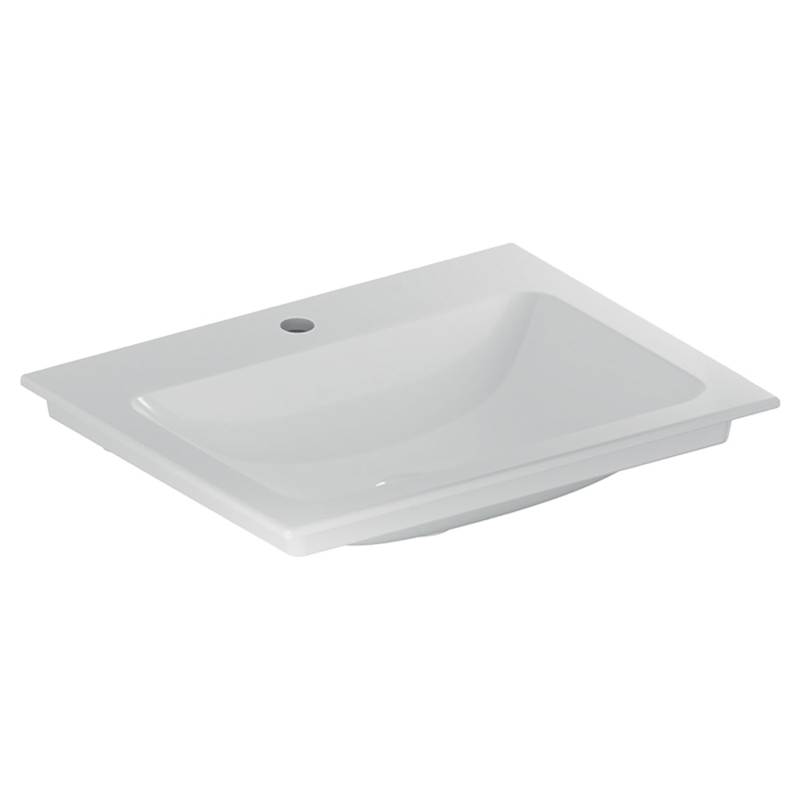 Lavabo ONE
60 x 48 x 14 cm, céramique
sans trop-plein, sortie
verticale, pour montage sur
meuble de lavabo