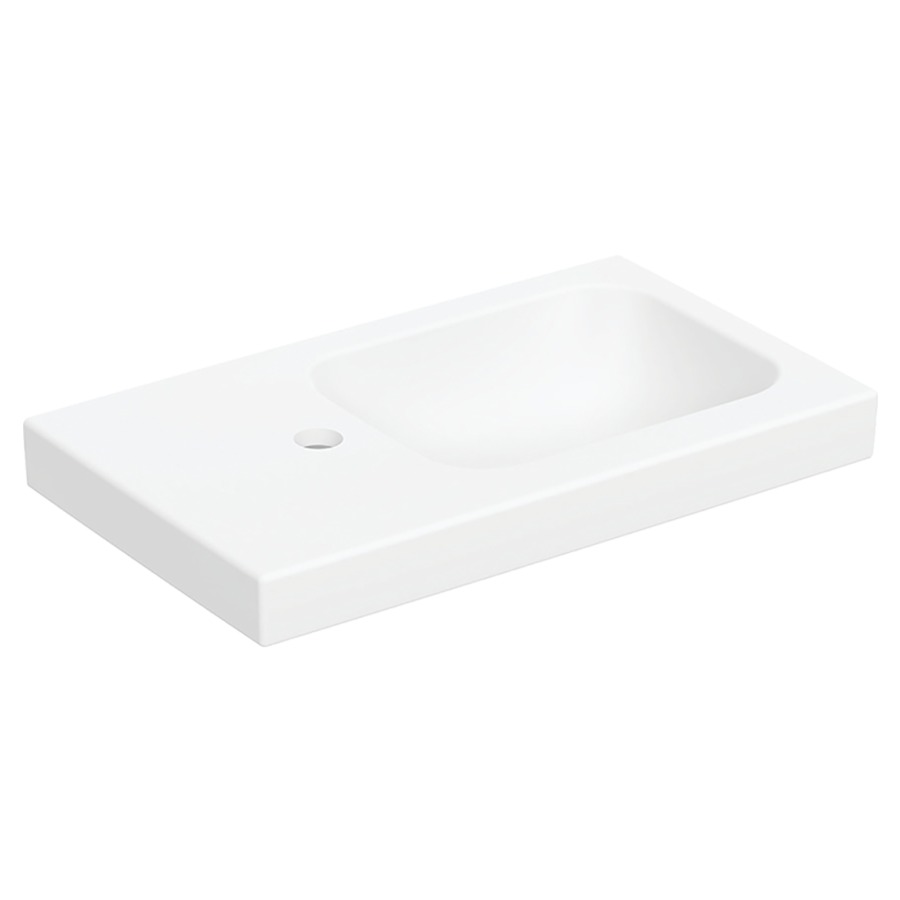 Lavabo ICON LIGHT
53 x 31 x 14 cm, céramique
pour meuble suspendu, sans
trop-plein, tablette à gauche