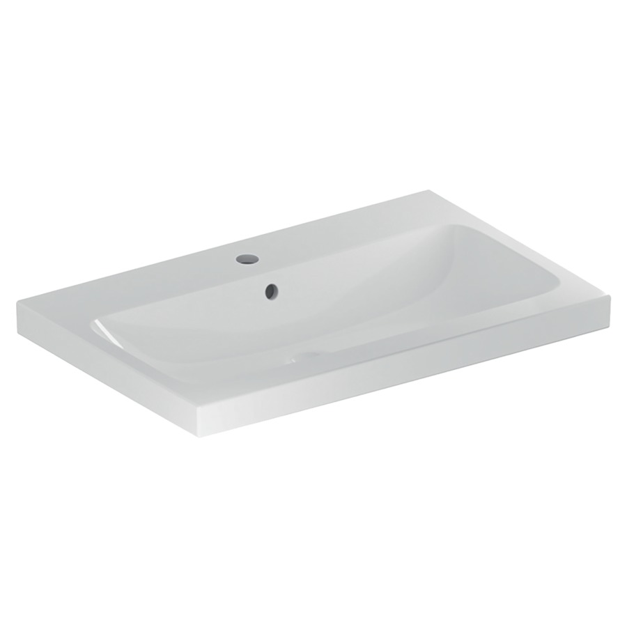 Lavabo ICON LIGHT
75 x 48 x 16 cm, céramique
pour meuble suspendu, avec
trop-plein