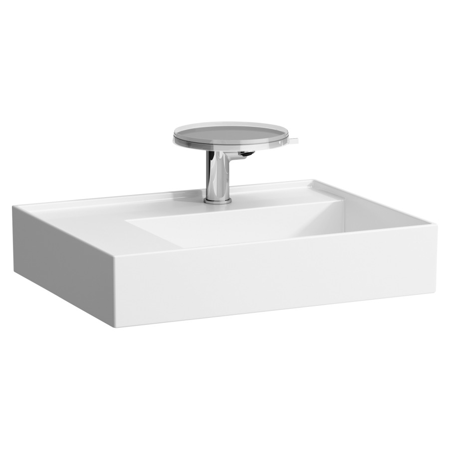 Lavabo KARTELL LAUFEN
60 x 46 cm, SaphirCéramique
tablette à gauche, sans
trop-plein, vidage caché
côté inférieur poli