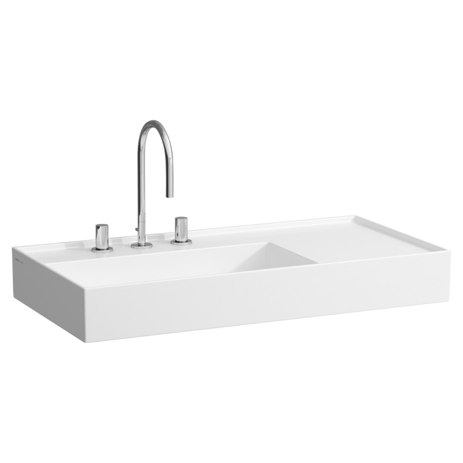 Lavabo KARTELL LAUFEN
90 x 46 cm, SaphirCéramique
tablette à droite, sans
trop-plein, vidage caché
côté inférieur poli