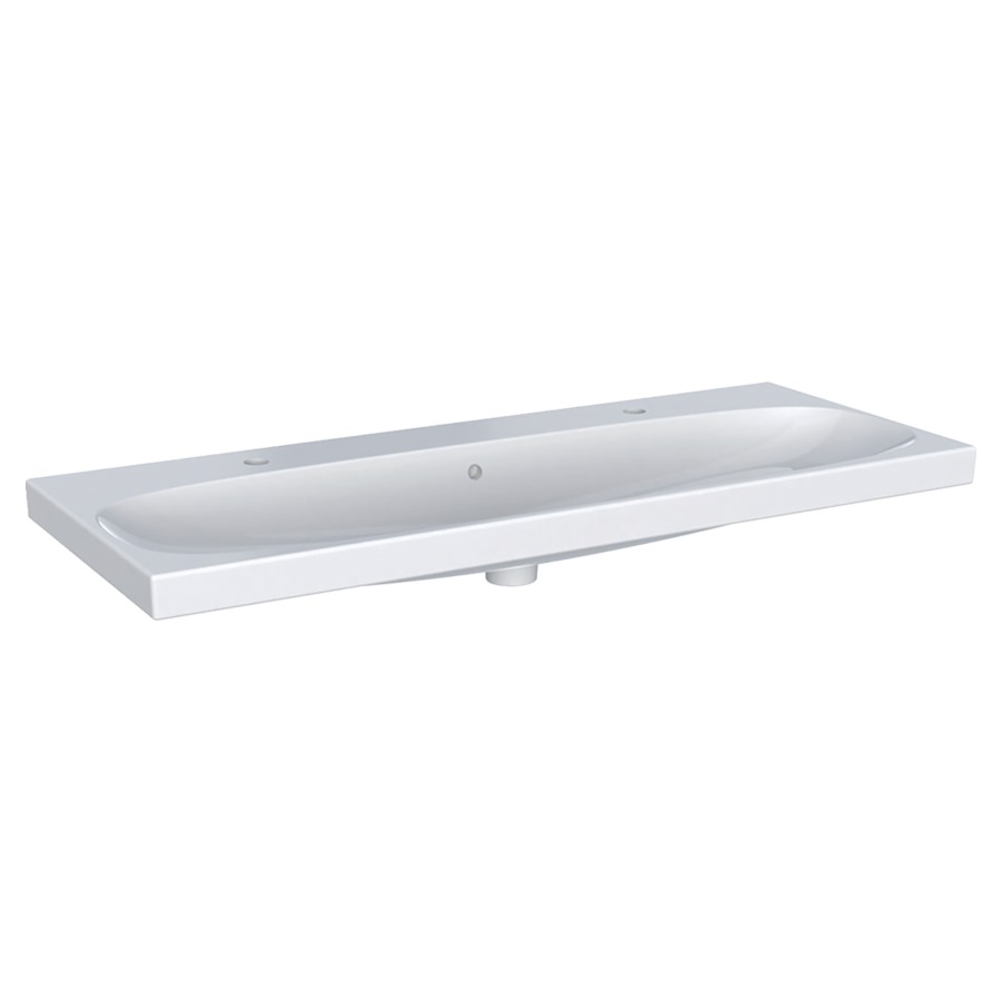 Lavabo ACANTO
120 x 48 x 18 cm, céramique
pour meuble suspendu
fixation simple, avec
trop-plein, avec fixation EFF1