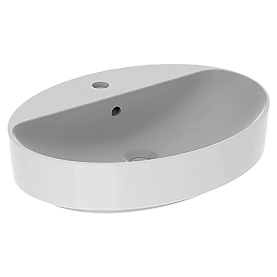 Lavabo à poser VARIFORM
60 x 16 x 45 cm, Céramique
pose libre, ovale, avec trop-plein
avec tablette de robinetterie
