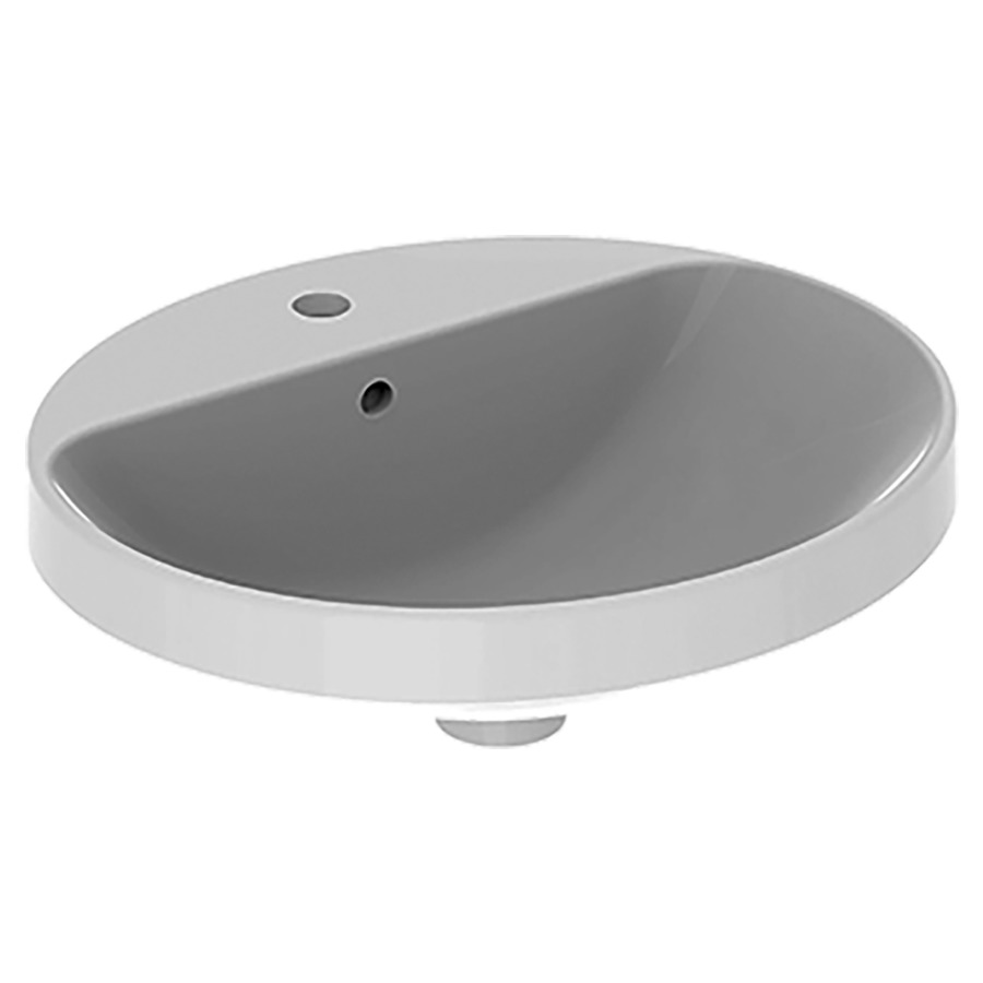 Lavabo à encastrer VARIFORM
50 x 17.8 x 45 cm
Céramique, partie inférieure émaillée
encastrement par dessus, ovale
avec trop-plein
avec tablette de robinetterie