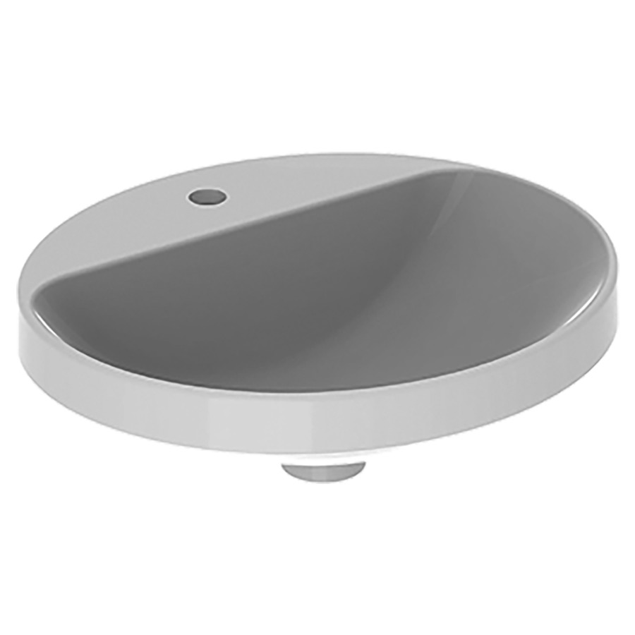 Lavabo à encastrer VARIFORM
50 x 17.8 x 45 cm
Céramique, partie inférieure émaillée
encastrement par dessus, ovale
sans trop-plein
avec tablette de robinetterie
