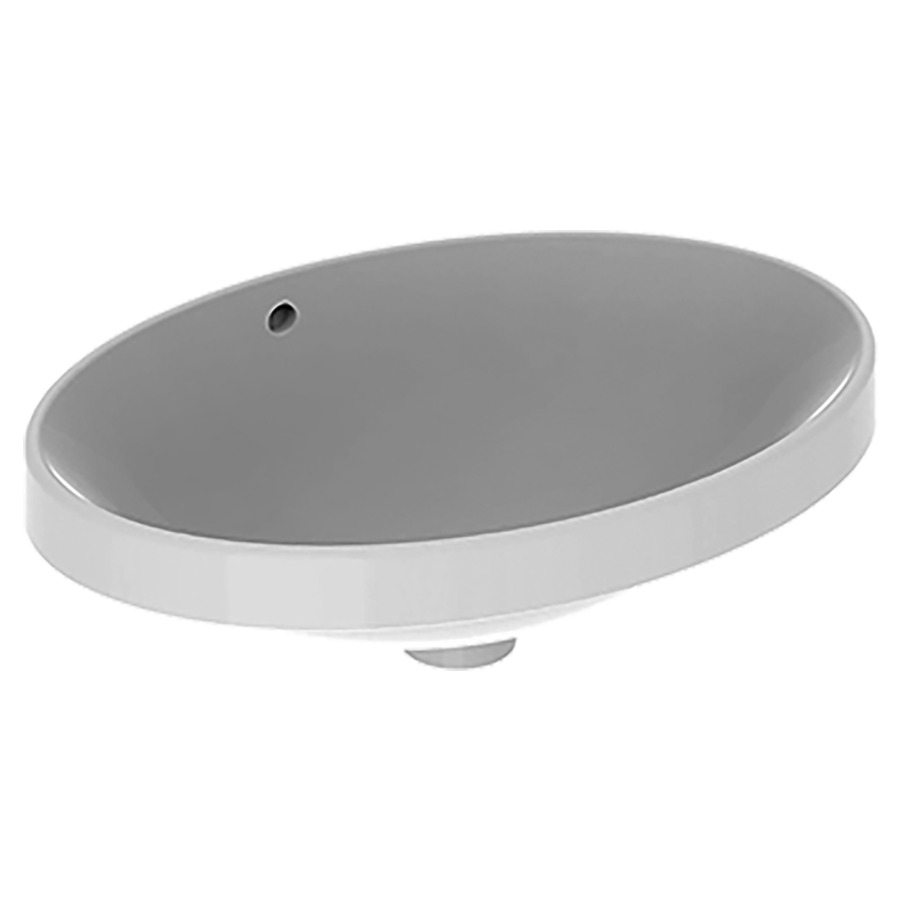 Lavabo à encastrer VARIFORM
55 x 17.8 x 40 cm
Céramique, partie inférieure émaillée
encastrement par dessus, ovale
avec trop-plein
sans tablette de robinetterie