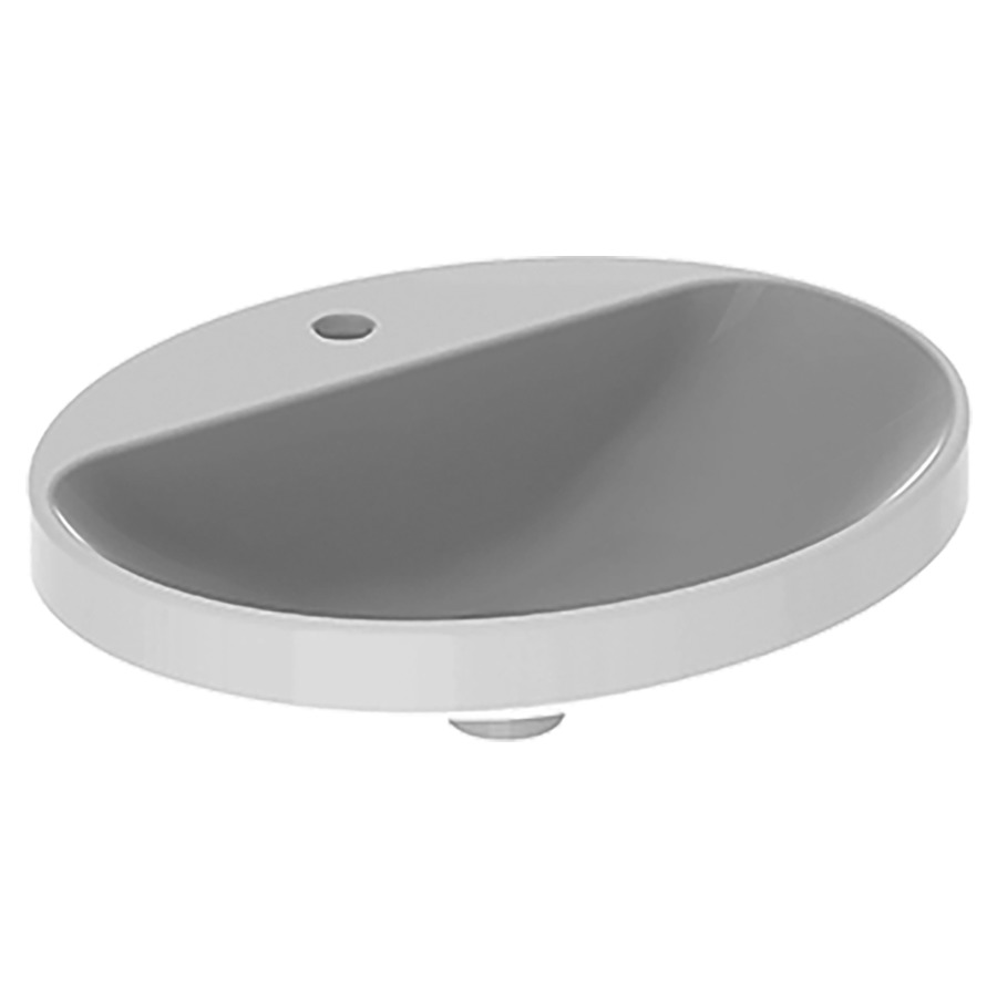 Lavabo à encastrer VARIFORM
55 x 17.8 x 45 cm
Céramique, partie inférieure émaillée
encastrement par dessus, ovale
sans trop-plein
avec tablette de robinetterie