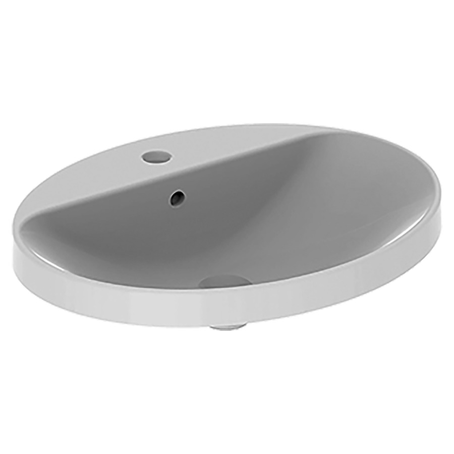 Lavabo à encastrer VARIFORM
60 x 17.8 x 48 cm
Céramique, partie inférieure émaillée
encastrement par dessus, ovale
avec trop-plein
avec tablette de robinetterie