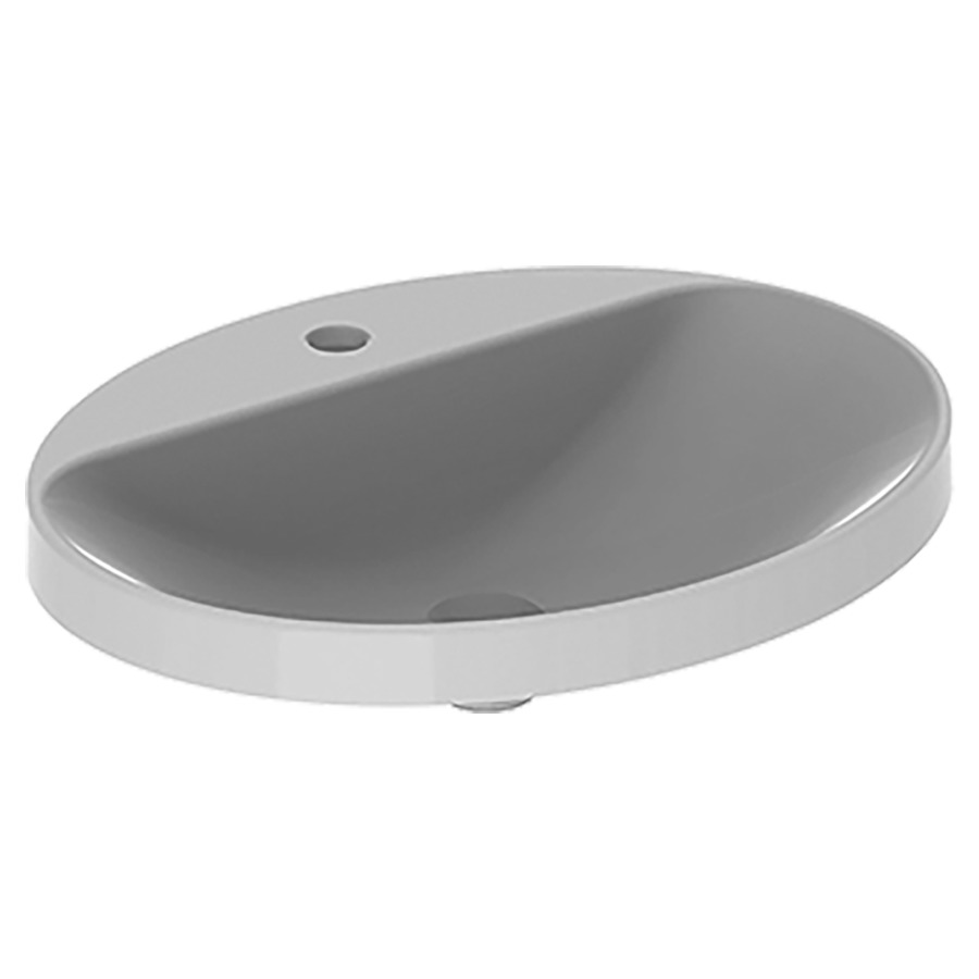 Lavabo à encastrer VARIFORM
60 x 17.8 x 48 cm
Céramique, partie inférieure émaillée
encastrement par dessus, ovale
sans trop-plein
avec tablette de robinetterie