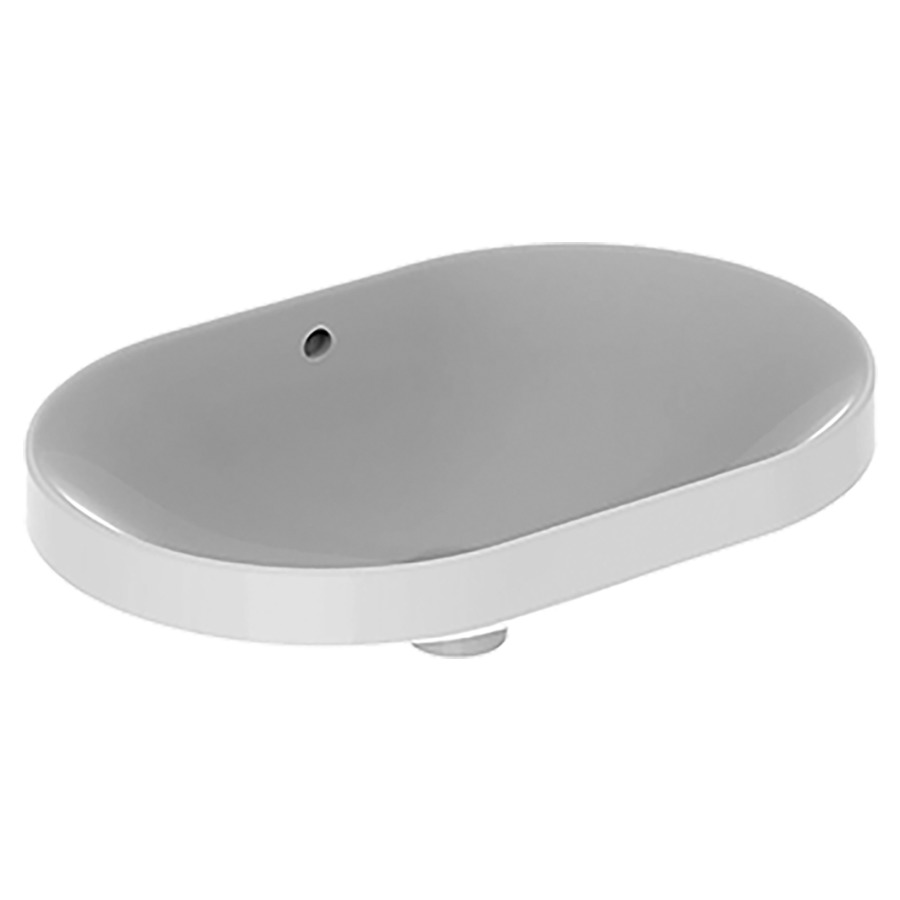 Lavabo à encastrer VARIFORM
60 x 17.8 x 40 cm
Céramique, partie inférieure émaillée
encastrement par dessus, elliptique
avec trop-plein
sans tablette de robinetterie