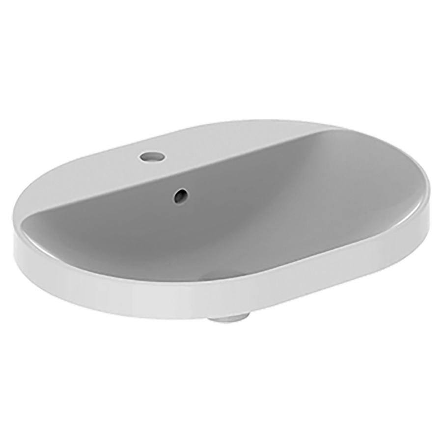 Lavabo à encastrer VARIFORM
60 x 17.8 x 45 cm
Céramique, partie inférieure émaillée
encastrement par dessus, elliptique
avec trop-plein
avec tablette de robinetterie